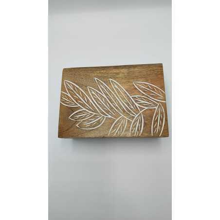 Scatola portagioie e svuotatasche in legno decorato, 25,5 x 18 x 10 cm | Innova Living -INNOVA LIVING