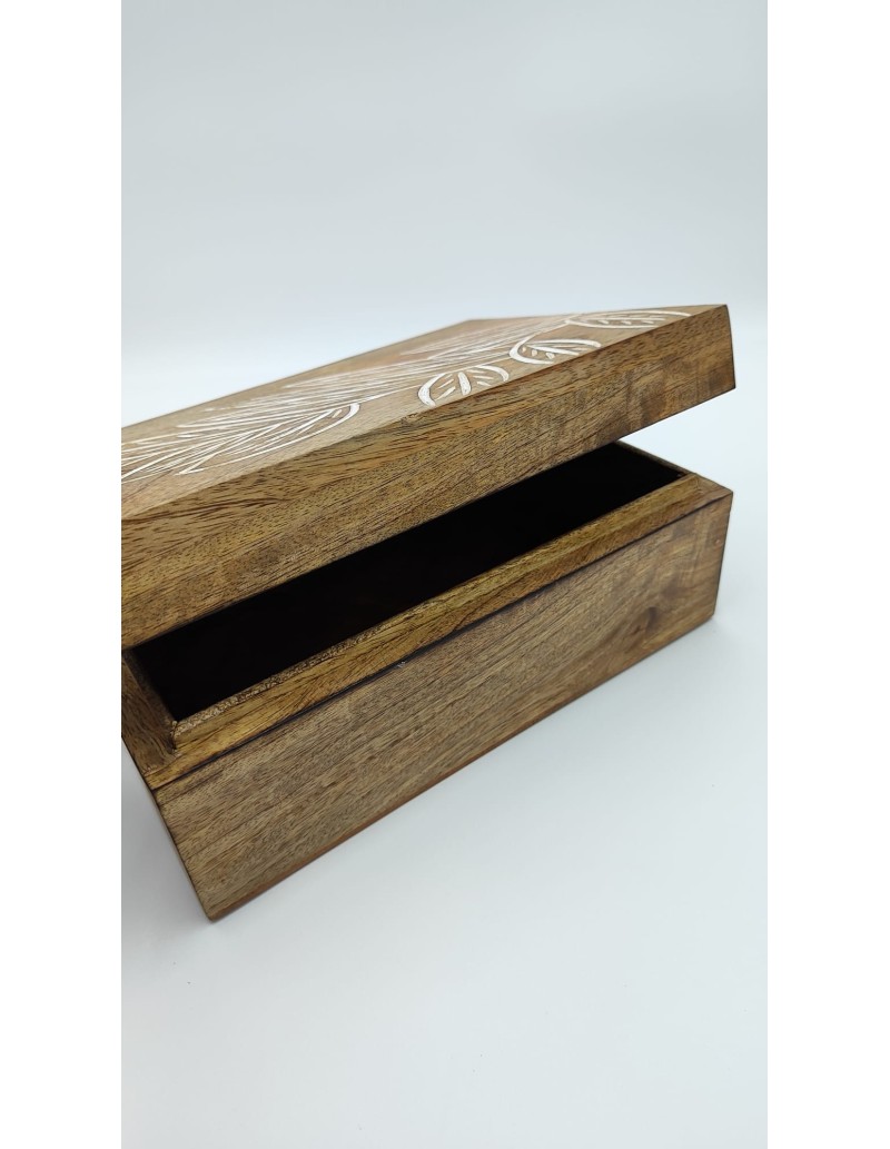 Scatola portagioie e svuotatasche in legno decorato, 25,5 x 18 x 10 cm | Innova Living -INNOVA LIVING