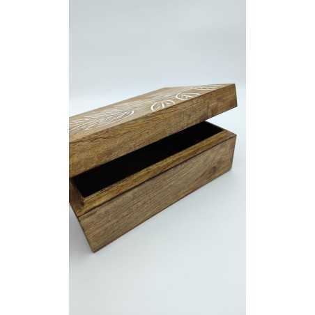 Scatola portagioie e svuotatasche in legno decorato, 25,5 x 18 x 10 cm | Innova Living -INNOVA LIVING