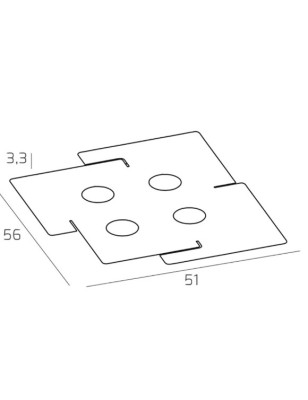 Plafoniera slim Echo 4 luci 56x51 cm in metallo bianco taglio laser, GX53 | Top Light -TOP LIGHT 2
