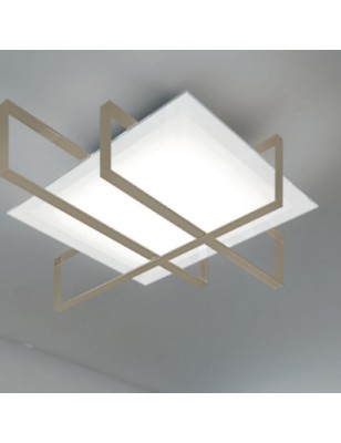 Plafoniera applique Cross 74x99 cm in vetro bianco con fasce sabbia, 4 luci E27 | Top Light -TOP LIGHT