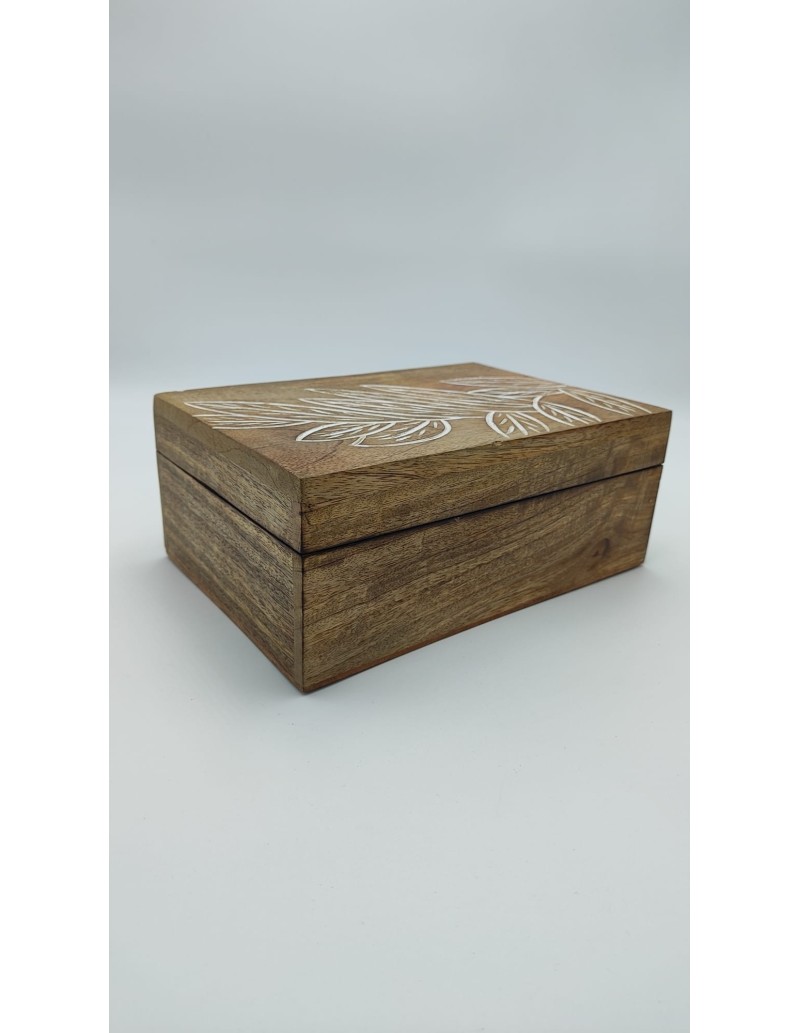 Scatola portagioie e svuotatasche in legno decorato, 25,5 x 18 x 10 cm | Innova Living -INNOVA LIVING