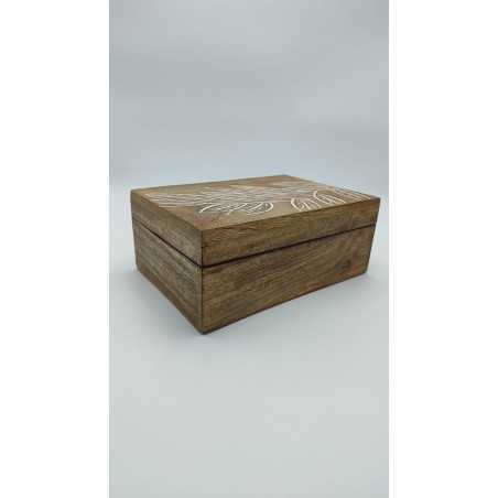 Scatola portagioie e svuotatasche in legno decorato, 25,5 x 18 x 10 cm | Innova Living -INNOVA LIVING
