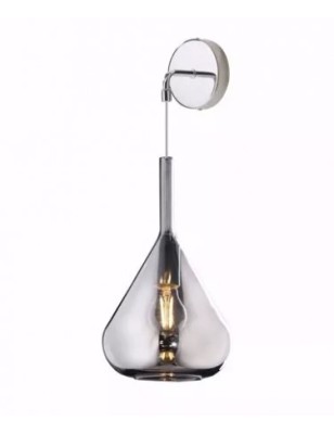 Applique Kona con braccio e cavo regolabile in cromo e vetro pirex fumé, E27 | Top Light