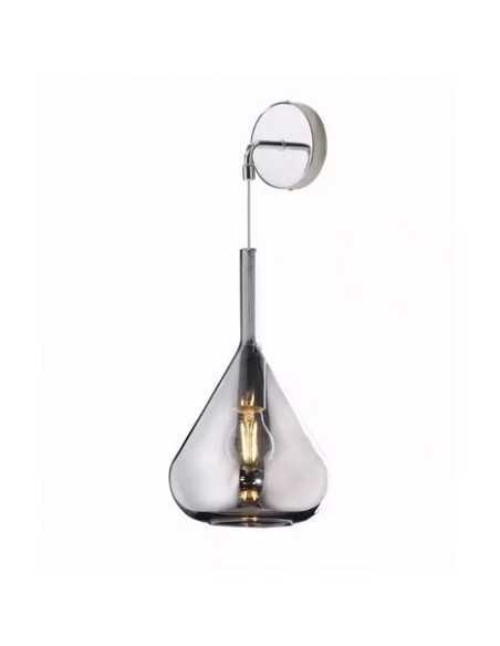 Applique Kona con braccio e cavo regolabile in cromo e vetro pirex fumé, E27 | Top Light -TOP LIGHT