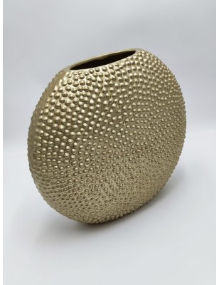 Vaso slim ovale Mille Bolle 40 cm in ceramica effetto cemento oro | Petite Fantasie -PETITE FANTASIE