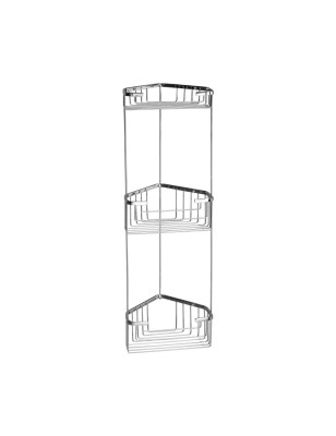 Portaoggetti angolare per doccia a 3 ripiani in acciaio inox lucido, H 61,5 cm | Gedy -GEDY