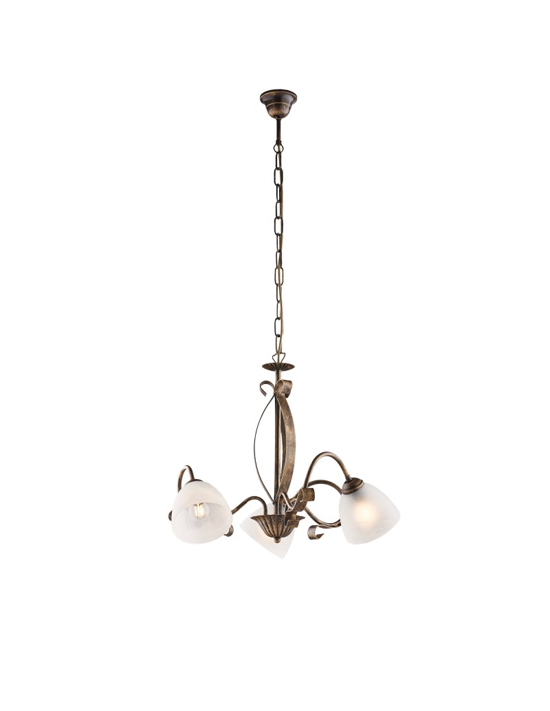 Lampadario Forgiato a 3 luci in ferro battuto marrone e oro, Ø 51 cm | Bonetti Illumina -BONETTI ILLUMINA