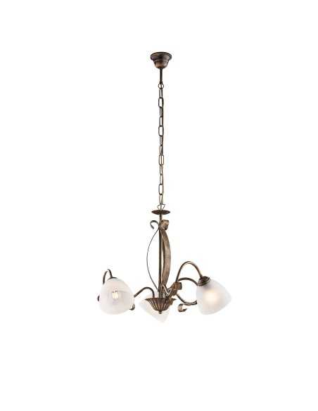 Lampadario Forgiato a 3 luci in ferro battuto marrone e oro, Ø 51 cm | Bonetti Illumina -BONETTI ILLUMINA