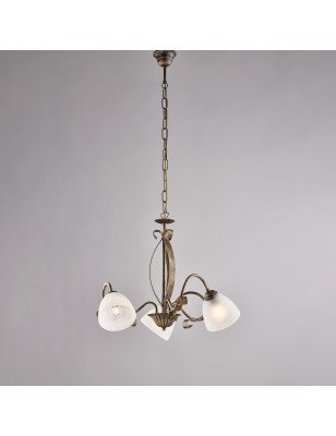 Lampadario Forgiato a 3 luci in ferro battuto marrone e oro, Ø 51 cm | Bonetti Illumina -BONETTI ILLUMINA 2