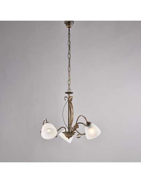 Lampadario Forgiato a 3 luci in ferro battuto marrone e oro, Ø 51 cm | Bonetti Illumina -BONETTI ILLUMINA