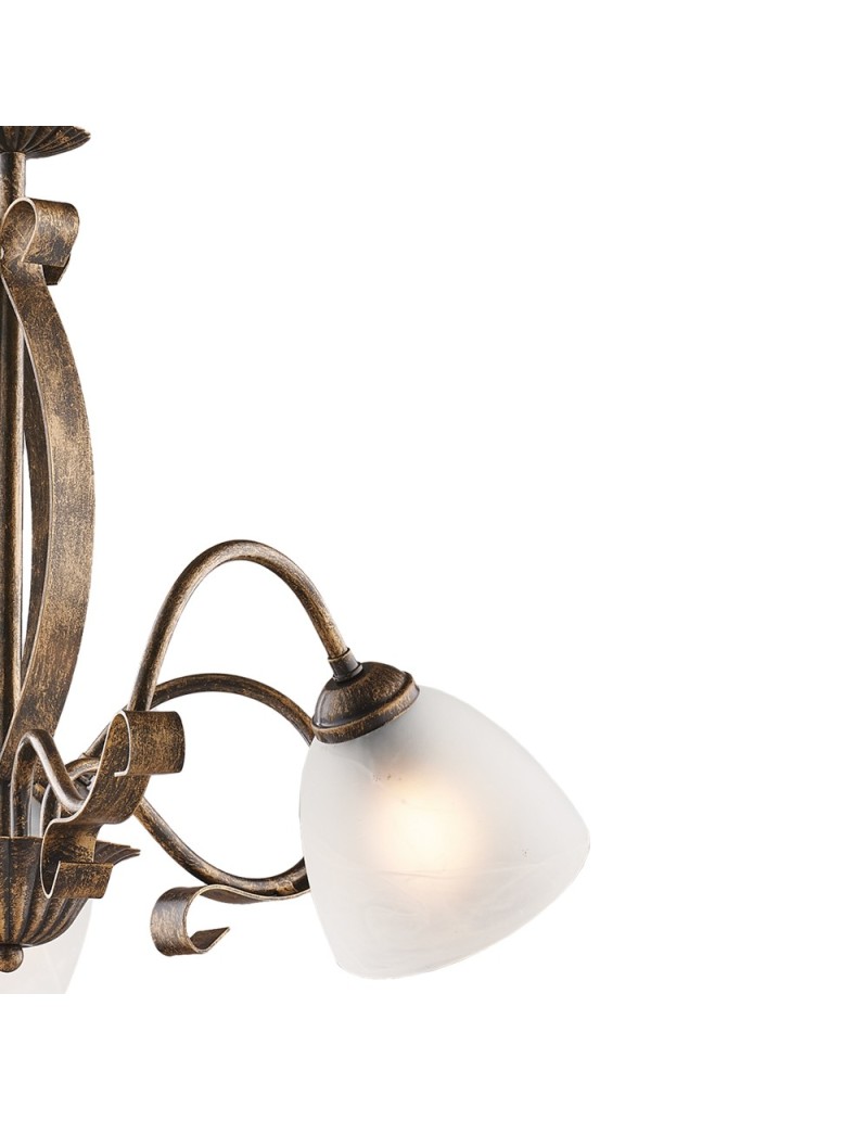 Lampadario Forgiato a 3 luci in ferro battuto marrone e oro, Ø 51 cm | Bonetti Illumina -BONETTI ILLUMINA