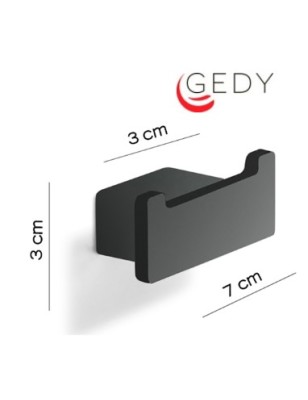 Appendino doppio Lounge nero, da parete | Gedy -GEDY 2