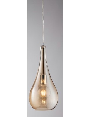 Lampada a sospensione Noemi a goccia in vetro ambra e cromo, E27 | GM Illuminazione -GM ILLUMINAZIONE