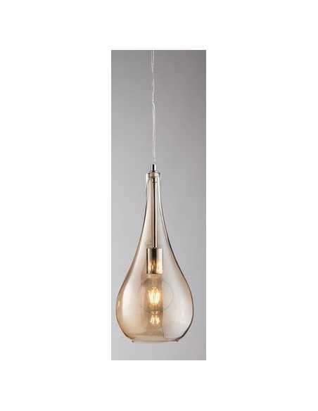 Lampada a sospensione Noemi a goccia in vetro ambra e cromo, E27 | GM Illuminazione -GM ILLUMINAZIONE