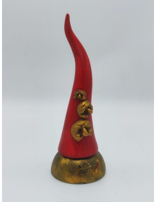 Corno rosso con maschere di Pulcinella oro in ceramica dipinta a mano | A Ciort -A CIORT