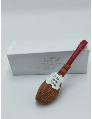 Scupella portafortuna in ceramica rossa e bianca dipinta a mano con frase H 18 cm | A Ciort -A CIORT