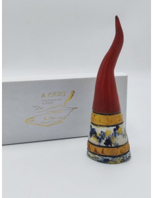 Corno rosso con sfumature smaltate multicolore in ceramica, con scatola (CDM-dec F) | A Ciort -A CIORT