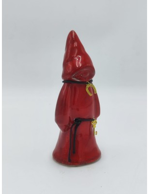 Statuetta Munaciello rosso con particolari oro in ceramica dipinta a mano | A Ciort -A CIORT