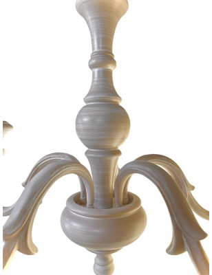 Lampadario a 5 luci lavorato a mano in metallo e legno tortora sbiancato, Ø 54 cm | Maltinti -MALTINTI 2