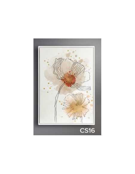 Set 3 quadri astratti fiori e innamorati in tinte pastello, cornice bianca, 50x70 cm | Quadri & Quadri -QUADRI & QUADRI