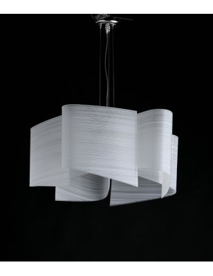 Lampada a sospensione Albatros Ø 63 a 5 luci in vetro bianco a righe, E27 | GM Illuminazione -GM ILLUMINAZIONE