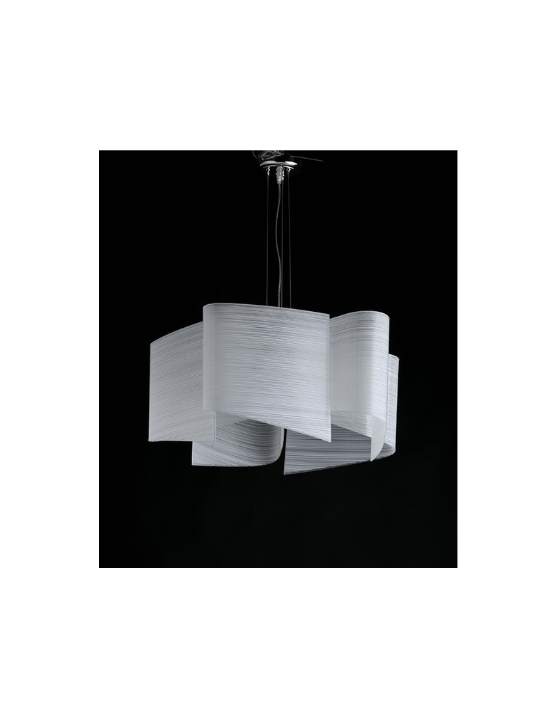 Lampada a sospensione Albatros Ø 63 a 5 luci in vetro bianco a righe, E27 | GM Illuminazione -GM ILLUMINAZIONE