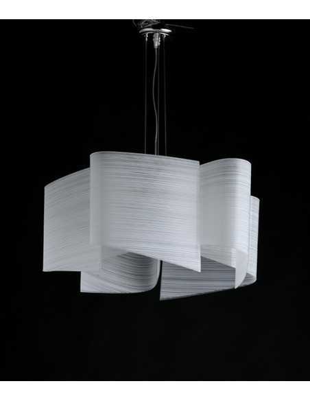 Lampada a sospensione Albatros Ø 63 a 5 luci in vetro bianco a righe, E27 | GM Illuminazione -GM ILLUMINAZIONE