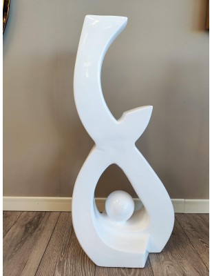 Vaso moderno in ceramica bianco lucido con sfera, H 80 cm | Profili -PROFILI 2
