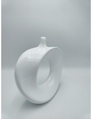 Vaso a forma di mela stilizzata in ceramica bianco lucido, H 24 cm | Profili -PROFILI 2
