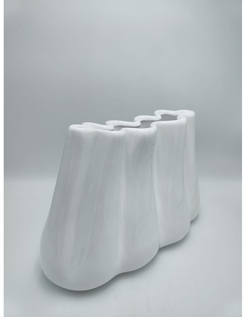 Vaso Onda in ceramica bianco lucido, H 26 cm | Profili -PROFILI