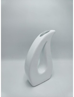 Vaso Goccia Curva in ceramica bianco lucido, H 26,5 cm | Profili -PROFILI 2