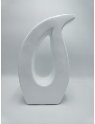 Vaso in ceramica bianco lucido, collezione Goccia curva, H 33,5 cm | Profili -PROFILI