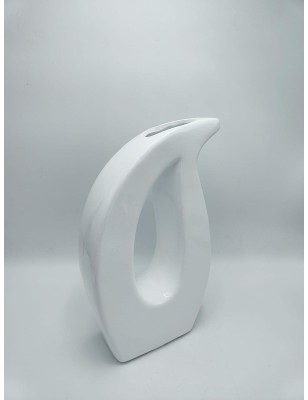 Vaso in ceramica bianco lucido, collezione Goccia curva, H 33,5 cm | Profili -PROFILI 2