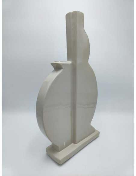 Doppio vaso monofiore in ceramica beige lucido, H 41 cm | Profili -PROFILI
