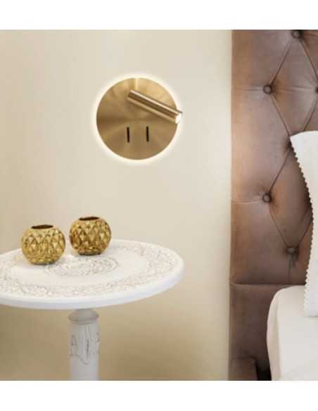 Applique da lettura Cayman tonda in metallo oro con LED direzionabile 3+6 W 3000 K | Mantra -MANTRA