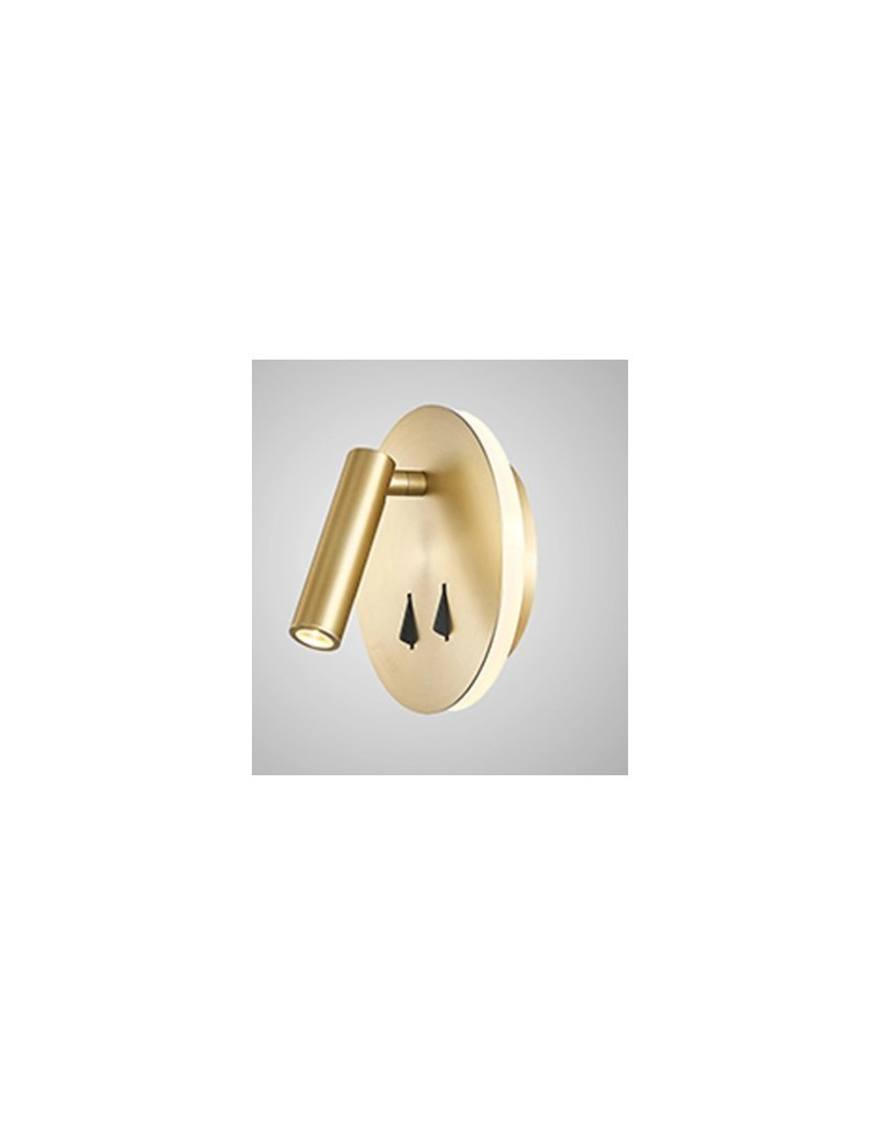 Applique da lettura Cayman tonda in metallo oro con LED direzionabile 3+6 W 3000 K | Mantra -MANTRA