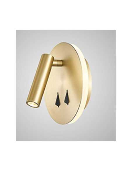 Applique da lettura Cayman tonda in metallo oro con LED direzionabile 3+6 W 3000 K | Mantra -MANTRA