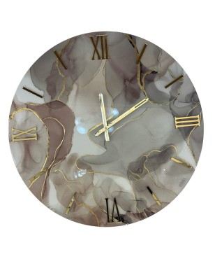 Orologio da parete Sahara Ø 60 cm effetto marmo rosa, grigio e oro, numeri oro | Artidea -ARTIDEA