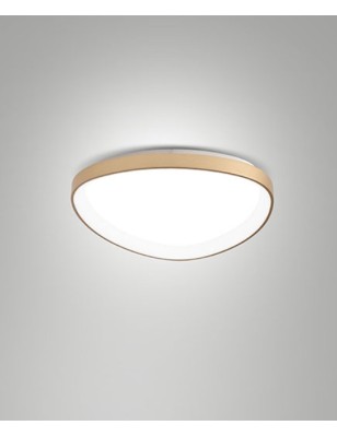 Plafoniera LED Quirk anello Ø 42 in ottone satinato, 40 W dimmerabile | Fabas Luce -FABAS LUCE