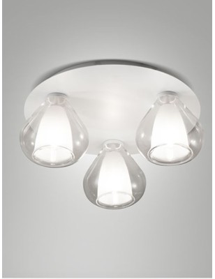 Plafoniera Lila in metallo e vetro borosilicato trasparente, Ø 40 cm, E14 | Fabas Luce -FABAS LUCE