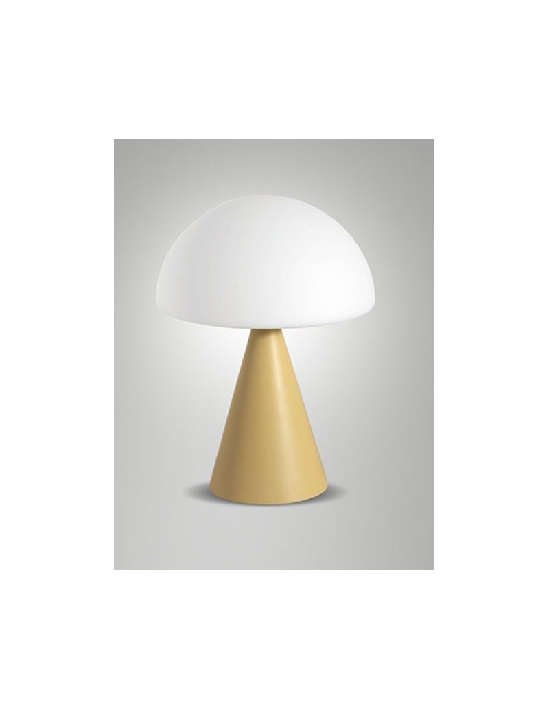 Lampada da tavolo LED Blip in metallo sabbia e vetro soffiato, dimmer touch | Fabas Luce -FABAS LUCE