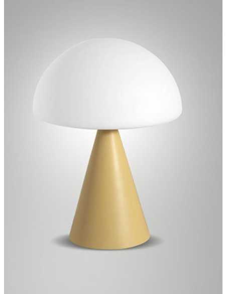 Lampada da tavolo LED Blip in metallo sabbia e vetro soffiato, dimmer touch | Fabas Luce -FABAS LUCE