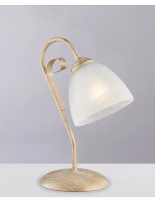 Lampada da comodino Forgiato in ferro battuto avorio e oro, Ø 23 cm, E14 | Bonetti Illumina -BONETTI ILLUMINA