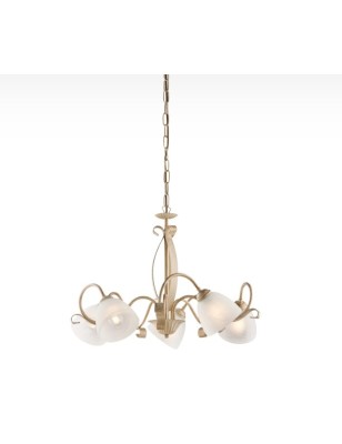 Lampadario Forgiato a 5 luci in ferro laccato avorio e oro, Ø 64 cm | Bonetti Illumina -BONETTI ILLUMINA