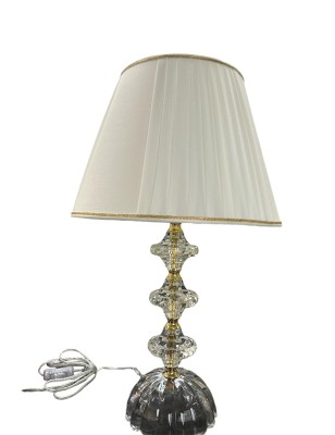 Lume da tavolo Vivaldi in cristallo con finiture oro e paralume avorio, H 60 cm, E27 | Leolux -LEOLUX