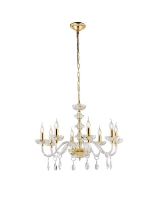 Lampadario Vivaldi a 5 luci in cristallo trasparente con finiture oro, Ø 63 cm | Leolux -LEOLUX