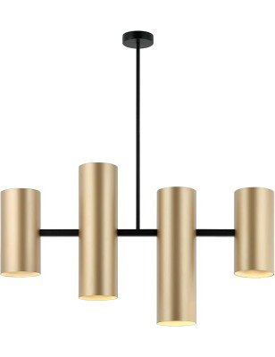 Lampadario Metropolis 83 cm con 4 cilindri Ø 12 in metallo oro e nero, GU10 | Leolux -LEOLUX