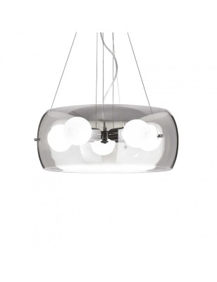 Sospensione Audi-10 SP5 Ø 48,5 in vetro soffiato fumè e metallo cromato, 5 x E27 | Ideal Lux -IDEAL LUX