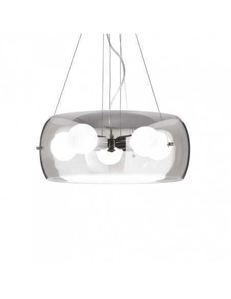 Sospensione Audi-10 SP5 Ø 48,5 in vetro soffiato fumè e metallo cromato, 5 x E27 | Ideal Lux -IDEAL LUX